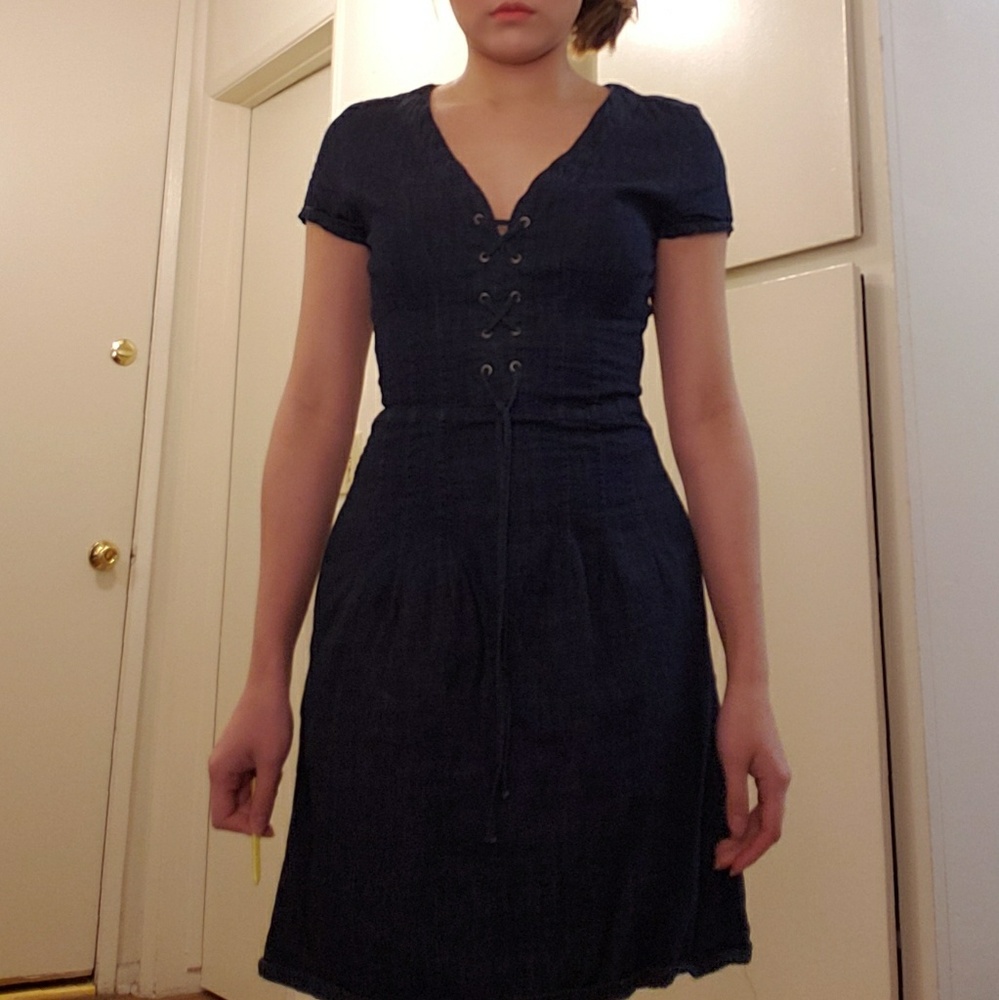 Zara Basic dark blue jean sexy dress XS 24